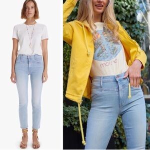 MOTHER The Dazzler Yoke Front Ankle Jeans Light Blue Wash Size 25 Straight Leg